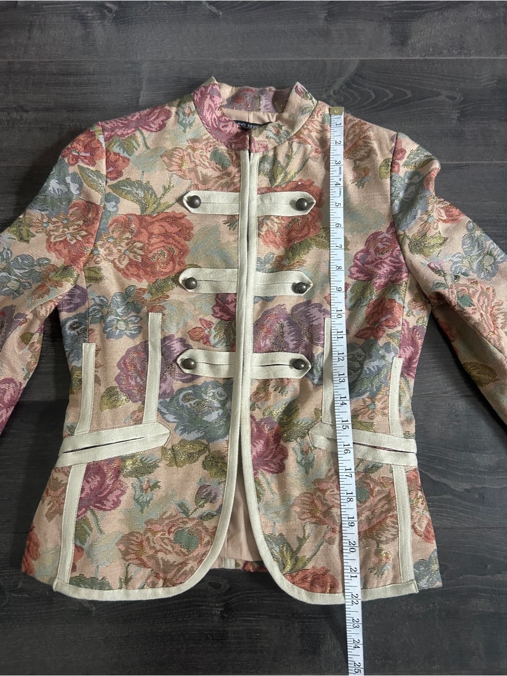 Mario Serrani Tapestry Floral Military Jacket Whimsigoth Victorian Blazer 4 - Picture 5 of 10